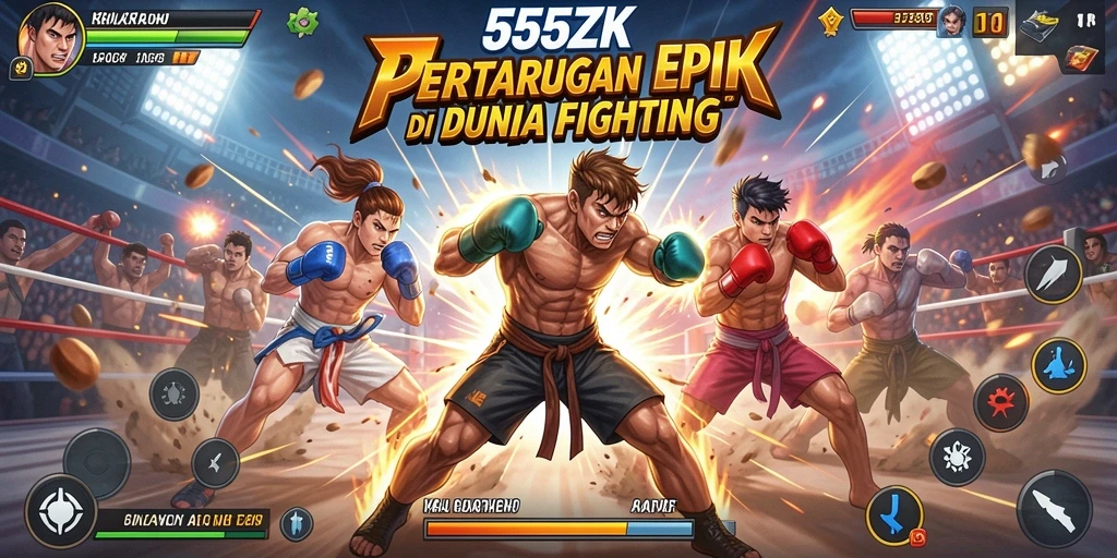 Screenshot gameplay 555ZK menampilkan pertarungan seru dan karakter beraksi.