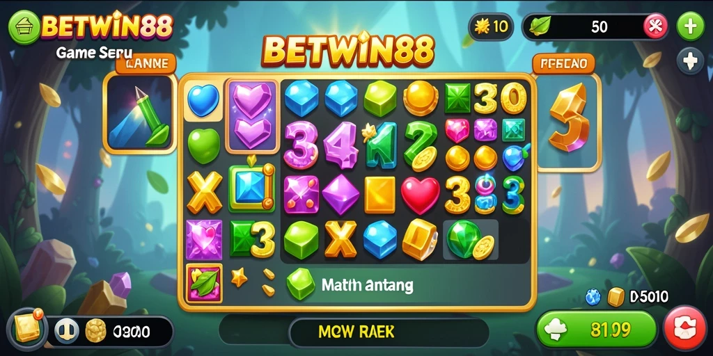 Tampilan gameplay seru di BETWIN88 dengan keseruan mencocokkan permata.
