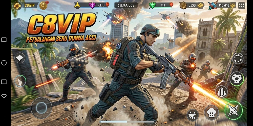 Tangkapan layar C8VIP dengan aksi mendebarkan di medan tempur.