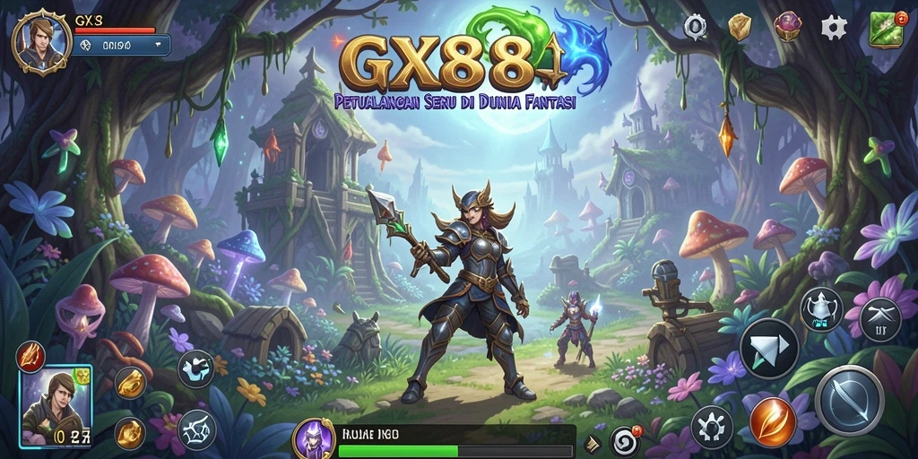 Tangkapan layar permainan GX88 menampilkan aksi seru dan eksplorasi dunia fantasi.