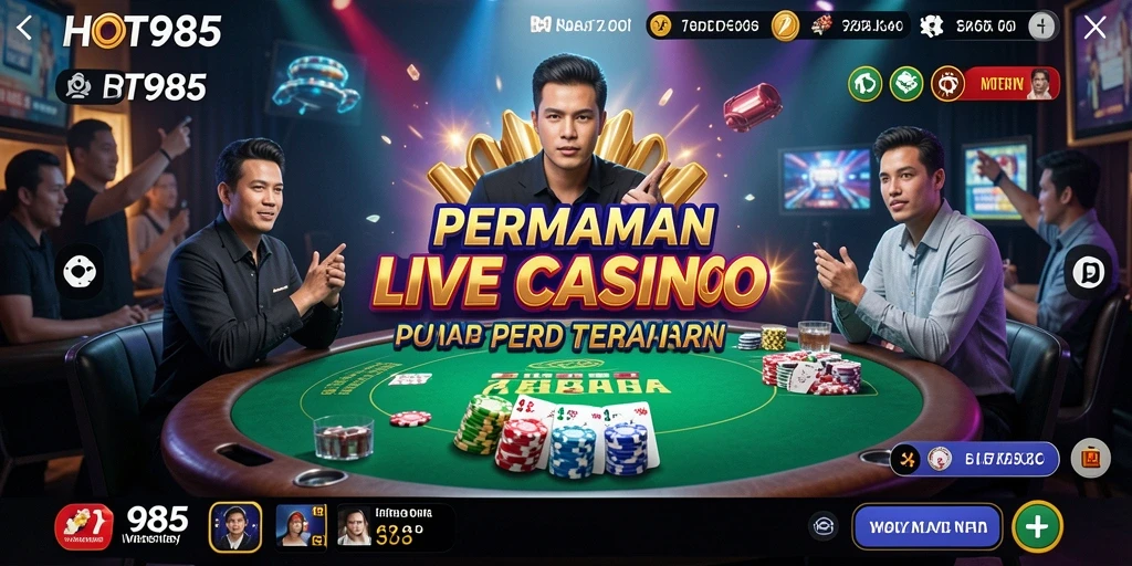 Screenshot HOT985 menunjukkan aksi seru permainan Live Casino.