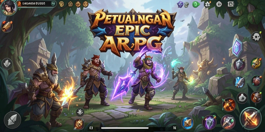 Screenshot gameplay KAGANDAN menampilkan aksi pertempuran epik di dunia fantasi.