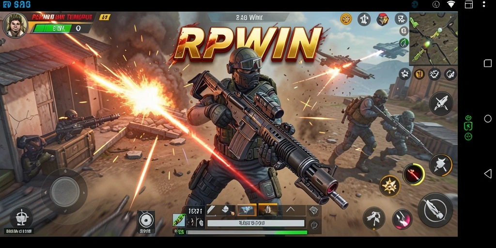 Tampilan gameplay seru di RPWIN dengan aksi tembak menembak yang intens.