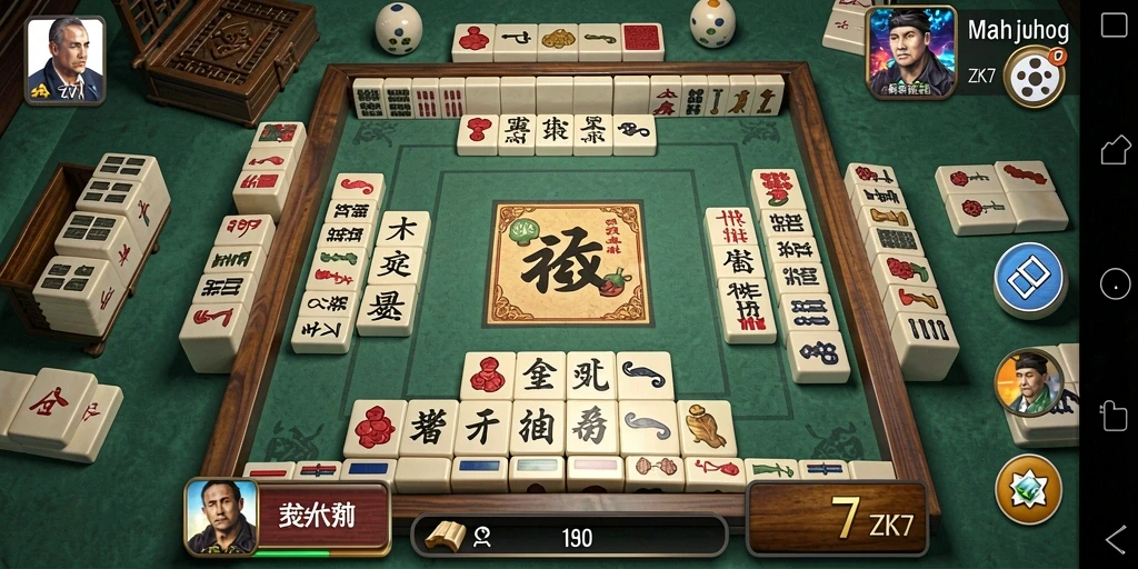 Screenshot ZK7 menampilkan gameplay Mahjong yang mengasyikkan.